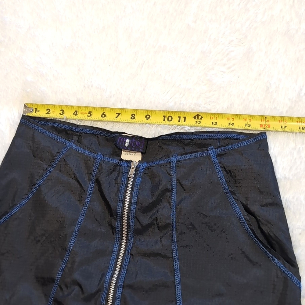 1999 Vintage Morbid Threads 100% Nylon Black & Blue Zip Front Skirt XL - Picture 12 of 15